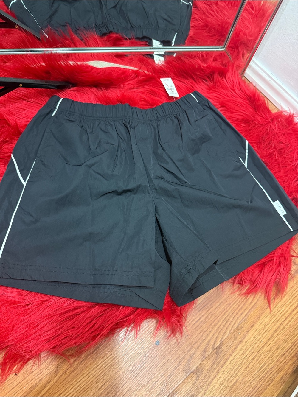 aerie Black Active Shorts with Subtle Reflective Trim